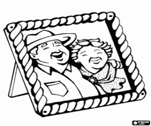Coloriage Grands-parents, photographie avec cadre
