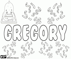 Coloriage Gregory, nom d'origine latine