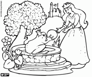 Coloriage La grenouille prince et la princesse