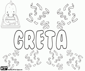 Coloriage Greta, nom dans plusieurs langues
