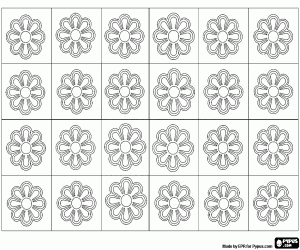 Coloriage Grille avec fleurs géométriques