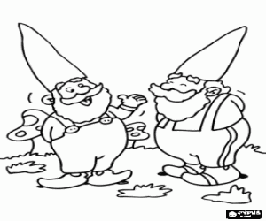 Coloriage Groupe de joyeux gnomes