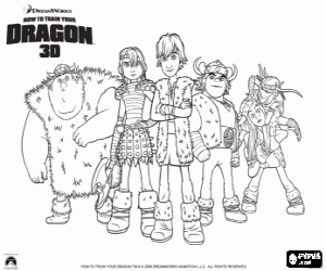 Coloriage Groupe d'enfants vikings