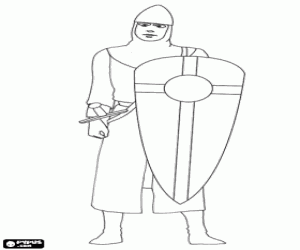 Coloriage Guerrero avec le casque et le Bouclier