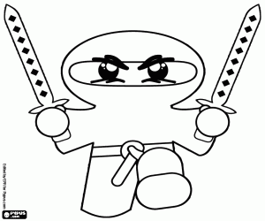 Coloriage Guerrier ninja avec deux katanas