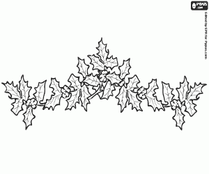 Coloriage Guirlande de branches de houx