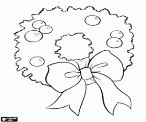 Coloriage Guirlande de Noël avec des boules et ruban