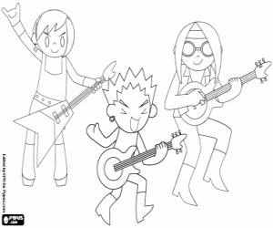 Coloriage Les guitaristes en concert de rock