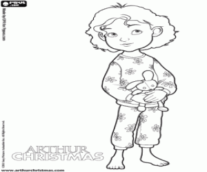 Coloriage Gwen, petite fille de Mission Noël
