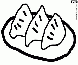 Coloriage Gyoza, raviolis japonais