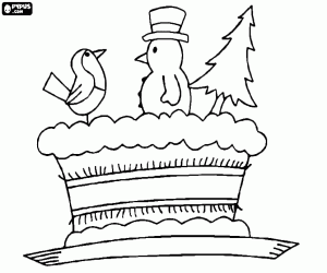 Coloriage Gâteau décoré pour Noël