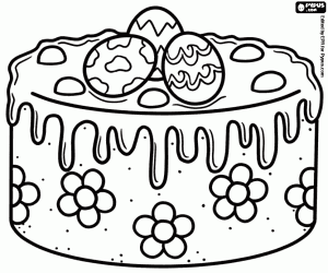 Coloriage Gâteau décoré pour Pâques