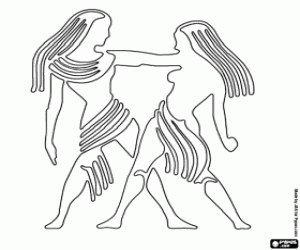 Coloriage Gémeaux, un signe de l'horoscope