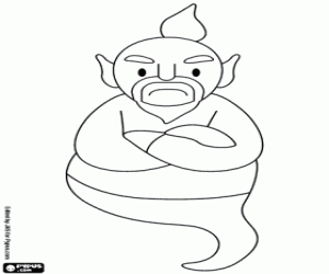 Coloriage Le génie de la lampe d'Aladin