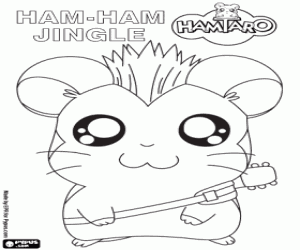 Coloriage Le hamster avec une guitare, Jingle