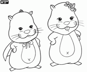 Coloriage Deux hamsters de Zhu Zhu Pets