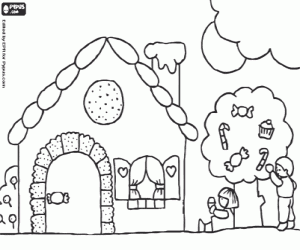 Coloriage Hansel et Gretel et les bonbons