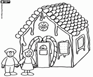 Coloriage Hansel et Gretel avant la maison