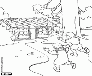 Coloriage Hansel et Gretel vers la maison