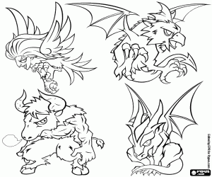 Coloriage Harpie, Cocatrix, Minotaure, Gargouille