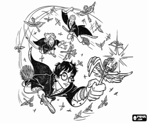 Coloriage Harry Potter et ses amis, Quidditch