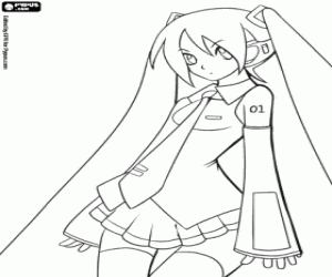 Coloriage Hatsune Miku, Vocaloid