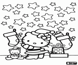 Coloriage Hello Kitty à Noël