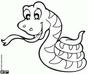 Coloriage Heureux serpent enroulé
