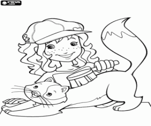 Coloriage Holly Hobbie avec son chat