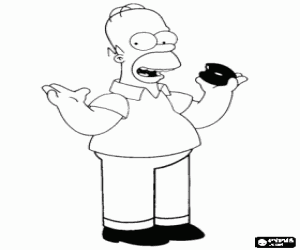 Coloriage Homer Simpson et un donut