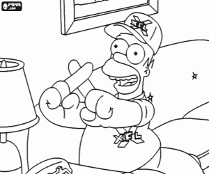 Coloriage Homer Simpson est un homme superstitieux