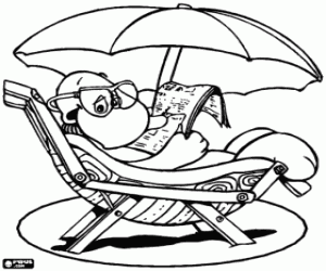 Coloriage Homme avec le journal sur la plage