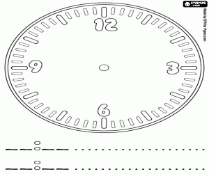 Coloriage Horloge avec 4 heures de référence