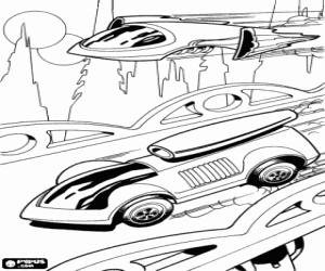 Coloriage Hot Wheels sur une planète lointaine