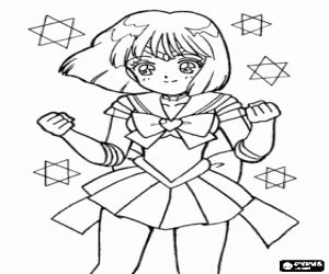 Coloriage Hotaru Tomoe, de Sailor Moon