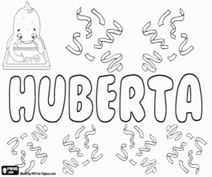 Coloriage Huberta, nom dans plusieurs langues