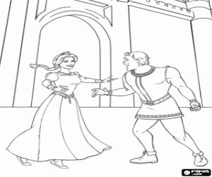 Coloriage Les humains Shrek et Fiona