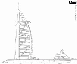 Coloriage Hôtel Burj al Arab, Dubaï