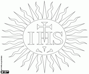 Coloriage IHS, monogramme de Jésus Christ