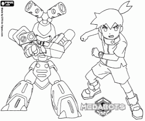 Coloriage Ikki avec Metabee, son Medabot