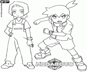 Coloriage Ikki et Erika, personnages de Medabot