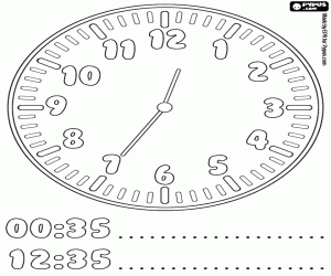 Coloriage Il est une heure moins vingt-cinq