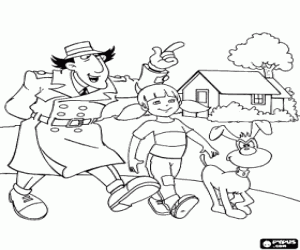 Coloriage Inspecteur Gadget, Sophie et le chien