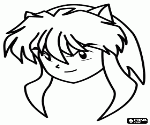 Coloriage Inuyasha, le visage du protagoniste