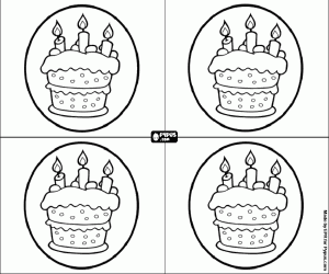 Coloriage Invitations avec gâteau d’anniversaire
