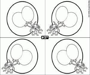 Coloriage Invitations fête avec ballons