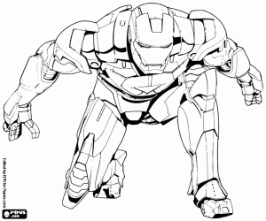 Coloriage Iron Man s’agenouiller, Avengers