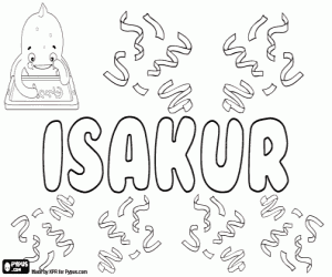 Coloriage Isakur, nom d'origine hébraïque
