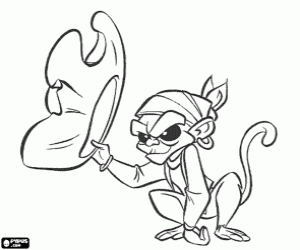 Coloriage Jack le singe, la mascotte de Barbossa