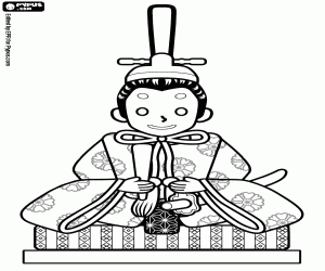 Coloriage Japonais avec costume traditionnel